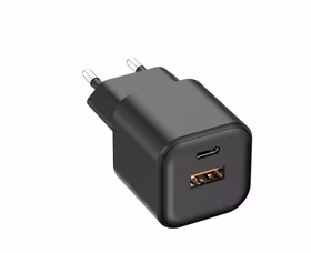 Setty sienas lādētājs USB-A + USB-C 20W LSGaN-AC-201 melns