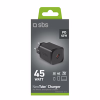 SBS TETRGAN1C45W 45W GaN USB-C sienas lādētājs ar Power Delivery - melns