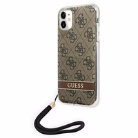 Guess GUOHCN61H4STW iPhone 11 brūns/brūns cietais apvalks 4G Print Siksna
