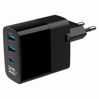 Gembird TA-UC-PDQC30LCD-BK-02 mobile device charger Universal melns AC Fast charging Indoor