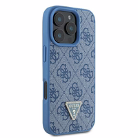 Guess Ādas Metāla Logotipa Strass Pārnēsājamais viedtālruņa apvalks iPhone 16 Pro Max - zila
