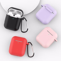 Apvalks AirPods 2 / AirPods 1 Silikona mīksts austiņu apvalks + Atslēgu piekariņš karabīnes piekariņš zila (Apvalks D)