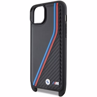 BMW M Edition oglekļa trīskrāsu līnijas un siksna viedtālruņa apvalks iPhone 15 Plus / 14 Plus - melns