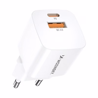 Wozinsky CMWCW 20W USB-C / USB-A sienas lādētājs - balts