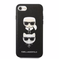 Karl Lagerfeld KLHCI8SAKICKCBK iPhone 7/8 / SE 2020 / SE 2022 melns/melns cietais apvalks Saffiano Karl&Choupette Galva