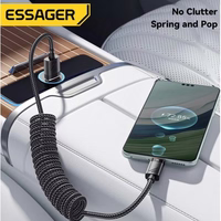 USB Kabelis Essager "Chuan3" melns "Type-C" 180cm (līdz 7A)