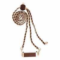 Ķēdīte / aukla ar turētāju GLAMOUR der visiem modeļiem, maksimālais platums 80 mm – brūna