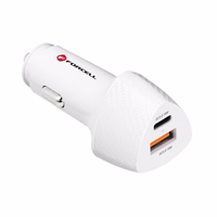 FORCELL F-ENERGY Carbon CC50-1A1C automašīnas lādētājs Type C + USB A PD QC3.0 3A 38W balts