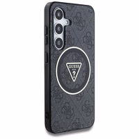 Guess 4G mirdzošs trīsstūra pogu magnētiskais viedtālruņa apvalks Samsung Galaxy S25 Plus melns