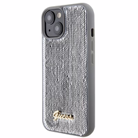 Guess Sequin Script Metal viedtālruņa apvalks iPhone 15 - sudraba