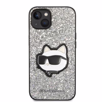 Karl Lagerfeld KLHCP14MG2CPS iPhone 14 Plus 6.7" cietais viedtālruņa apvalks sudrabains/sudrabains Mirdzošs Choupette Patch