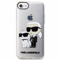 Karl Lagerfeld KLHCI8HNKCTGT iPhone 7/8/ SE 2020 / SE 2022 caurspīdīgs cietais apvalks Gliter Karl&Choupette