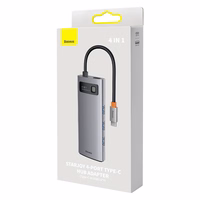 Hub 4in1 Baseus Metal Gleam sērija, USB-C uz 4x USB 3.0