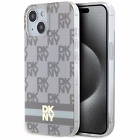 DKNY IML rūtainais mono raksts un drukātas svītras Magnētiskais viedtālruņa apvalks iPhone 15 / 14 / 13 - bēša