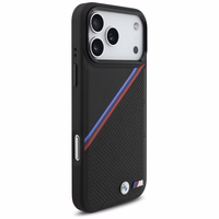 BMW M Tricolor Metal Logo MagSafe viedtālruņa apvalks iPhone 17 Pro Max - melns