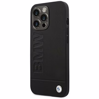 Viedtālruņa apvalks BMW BMHCP14XSLLBK iPhone 14 Pro Max 6.7 "melns / melna Ādas Zīmogs