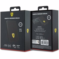 Portatīvais lādētājs Ferrari Metāla logotips Magnētiskais 15W 5000mAh - melna