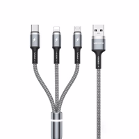 WEKOME WDC-119 Fython Series - 3-in-1 USB-A to Lightning + USB-C + Micro USB PD Connecting kabelis 1.2 m (sudrabs)