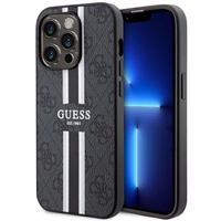 Guess GUHMP14LP4RPSK iPhone 14 Pro 6.1" melns/melns cietais apvalks 4G Printed Stripes MagSafe