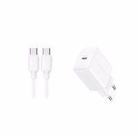 Joyroom JR-TCF20 USB-C PD 20W tīkla lādētājs - balts + USB-C / USB-C kabelis 1m