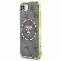 Guess IML Metal Glitter 4G Circle Triangle magnētiskais viedtālruņa apvalks iPhone 16e - brūns