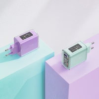 Acefast GaN 65W lādētājs ar 3 pieslēgvietām (1xUSB, 2xUSB C) - rozā (A45)