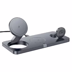 Bezvadu charging station Hoco 3in1 (CQ22) (MagSafe) (Phone;AirPods;Watch) 15W pelēks