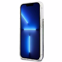 Guess GUHCP13SLFLSB iPhone 13 mini 5.4" zils cietais apvalks ziedu šķidrs spīdums