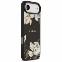 Guess Grained Flowers Classic Logo MagSafe viedtālruņa apvalks iPhone Air - melns