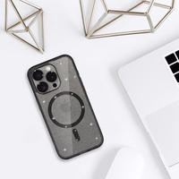 Mirdzošs magnētiskais viedtālruņa apvalks Iphone 17 Pro Max, melns, caurspīdīgs