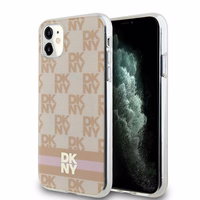 DKNY IML rūtainais mono raksts un drukātas svītras magnētiskais viedtālruņa apvalks iPhone 11 / Xr - rozā