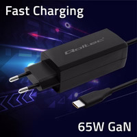 Qoltec 52419 65W GaN Super Fast Charger| 5-20V | 3-3.25A | USB-C 3.1
