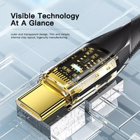USB Kabelis Essager "Interstellar" Caurspīdīgs (melns) "Type-C / Type-C" 200cm (up to 60W)