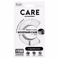 CARE by PanzerGlass Funkcionālais viedtālruņa apvalks ar statīvu iPhone 16 Pro 6.3" sudraba/sudraba Magnētiskais 1326
