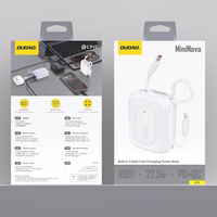 Dudao K32 22.5W 10000mAh portatīvais lādētājs ar iebūvētu USB-C / Lightning kabeli - balta