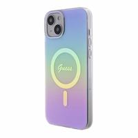 Guess IML Iridescent MagSafe apvalks iPhone 15 Plus - violets