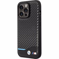 BMW Leather Carbon macins priekš iPhone 13 Pro Max - Melns