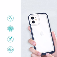  Skaidrs 3in1 vāciņš iPhone 12 ar zilā rāmis želejas pārklājums