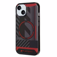 Audi IML Sport Magnētiskais viedtālruņa apvalks iPhone 15 / 14 / 13 6.1" melns/melns cietais apvalks AU-IMLMIP15-RSQ/D2-BK