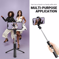 Crong SelfieGo Lite – Compact Bluetooth Selfie Stick Tripod (melns)