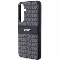 DKNY ādas Mono Stripe un Metal Logo viedtālruņa apvalks Samsung Galaxy S24+ - melns