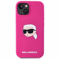 Karl Lagerfeld KLHMP15SSKHPPLF iPhone 15 6.1" fuksijas/fuksijas cietais apvalks Silikona Karl galvas apdruka MagSafe
