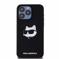 Karl Lagerfeld silikona Choupette Head magnētiskais viedtālruņa apvalks iPhone 15 Pro Max - melns