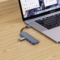 HUB Tech-Protect V0 5in1 USB-A - USB-A 3.0 / 3x USB-A 2.0 / USB-C - pelēks