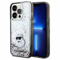Karl Lagerfeld Liquid Glitter Choupette viedtālruņa apvalks iPhone 14 Pro - caurspīdīgs