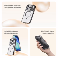 Rock Guard sērijas magnētiskais viedtālruņa apvalks Iphone 17 Pro caurspīdīgs-melns