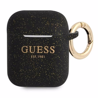 Guess GUA2SGGEK AirPods apvalks melns/melns Silikons Spīdumi