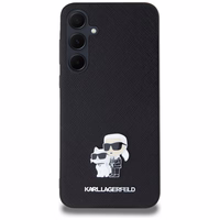 Karl Lagerfeld Saffiano Karl&Choupette Pin viedtālruņa apvalks Samsung Galaxy A35 - melns