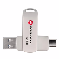 FORCELL F-DATA USB zibatmiņa Metal Duo 128GB USB3.2 Gen 1 (USB A / Type C) sudrabaina