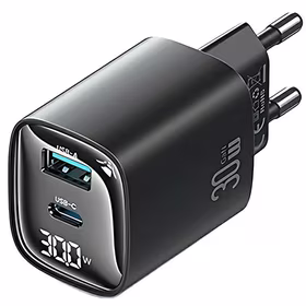USAMS Tīkla lādētājs CC229 30W GaN USB-C/USB-A Fast Charging XC Series melns CC229TC01